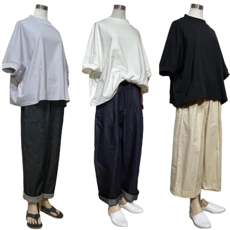 Linen ya"空紡糸度詰め T-shirts"(white)women's