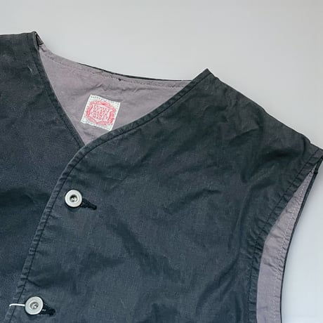 FUNSET OF ART "pigment dye canvas cover vest"(sumi kuro)unisex