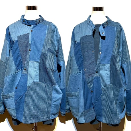 FUNSET OF ART “indigo patchwork wagase shirts"(indigo)unisex