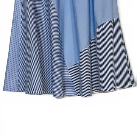 TigreBrocante"stripe mix flare random patch skirt"(blue)women's