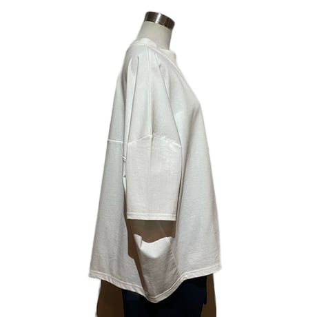 Linen ya"delave quater sleeve T-shirs"(white)women's