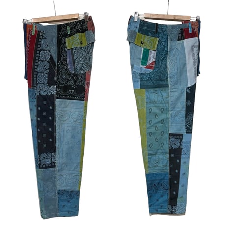 Slow Hands ”bandana patchwork army pants" (unisex)size-MA