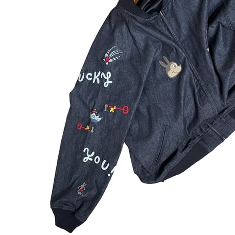 TigreBrocante”denim lucky naugty embroidery souvenir jacket“(indigo)unisex