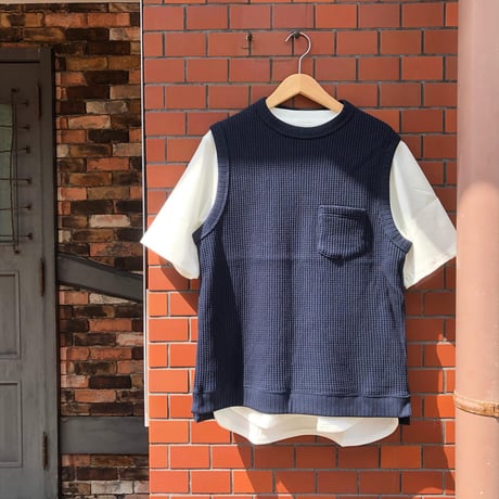 Jackman"cotton waffle vest"(black) unisex