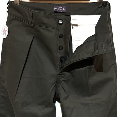 flex made USA"tuck military trousers“(olive)unisex