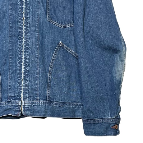 H.UNIT "denim zip work jacket used wash" (indigo) unisex