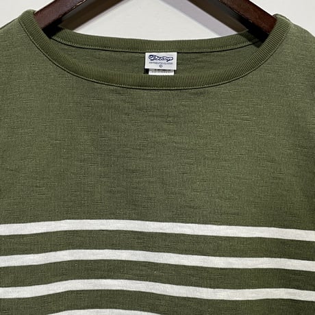 TieasyAuthentic Classic"big katanuki boatneck"(tea green×white)unisex