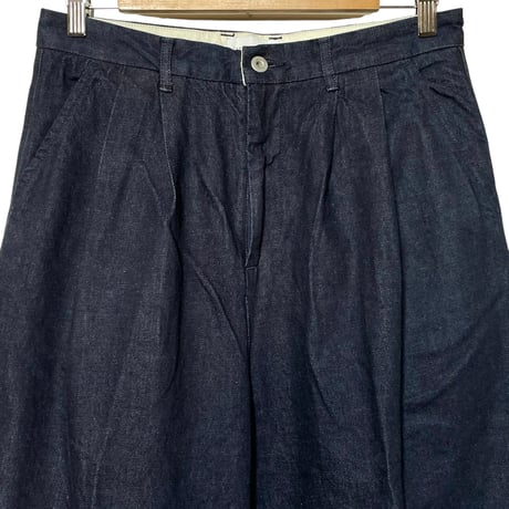 CAERULA PER LIGHTS"11oz denim wide tuck pants"(navy)unisex