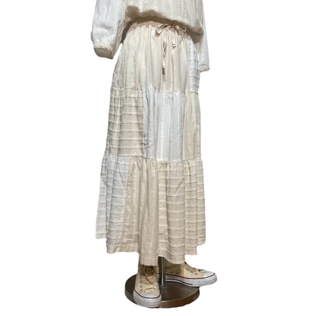 TigreBrocante"mogol niche border 3step gather skirt"(natural)women's