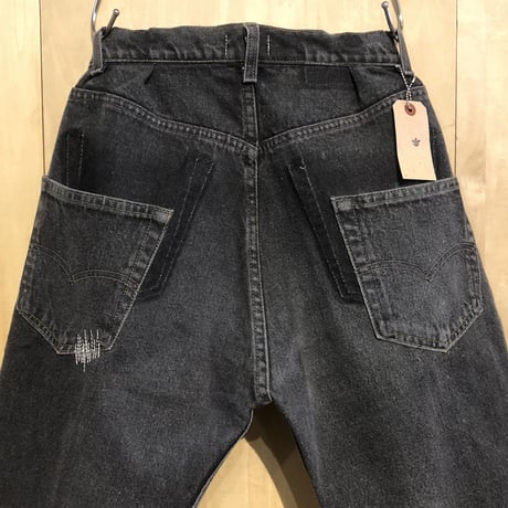 KNIFEWING"USA505 tuck tapered wide pants"S-A(blk) unisex