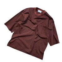 FLISTFIA"1/2 sleeve side slit T-shirts"(camel×black) unisex