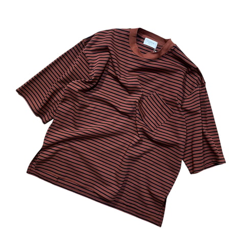 FLISTFIA"1/2 sleeve side slit T-shirts"(camel×black) unisex
