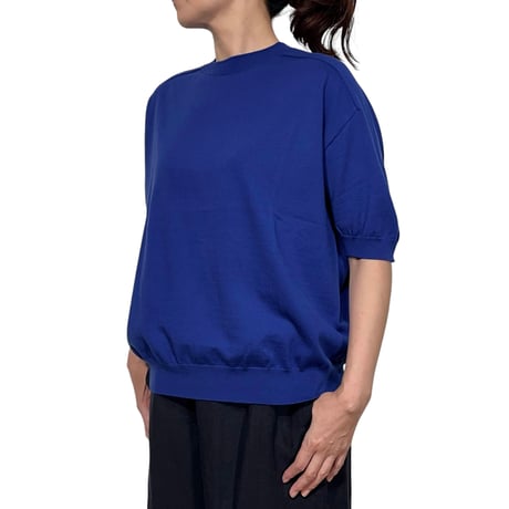 Linen ya(as it is)"crewneck short sleeve cotton knit" (blue)women's