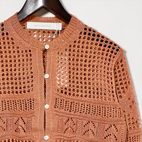 ASEEDONCLOUD"family tradition knit tops Filet lace Cardigan"(orange)women's