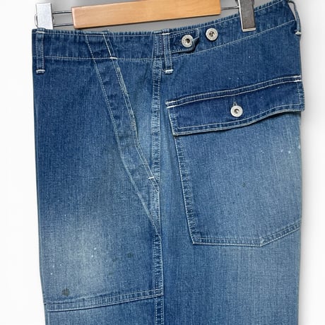 H.UNIT "Denim fatigue pants used wash" (indigo) unisex