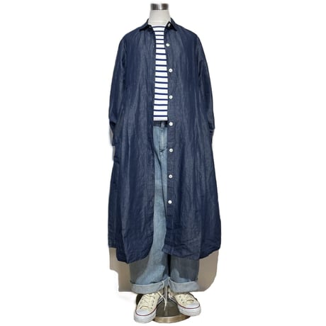 TigreBrocante"cotton linen typewriter angle one-piece"(indigo)women's