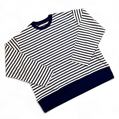 H.UNIT "border jersey stitch long sleevesT"(kinari×navy) unisex