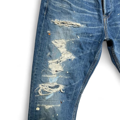 H.UNIT"13.5oz denim paint 5P used wash customized"(indigo) unisex