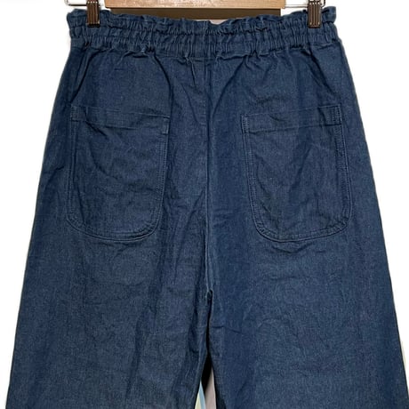 Linen ya"stretch denim semi culottes pants"(blue)women's