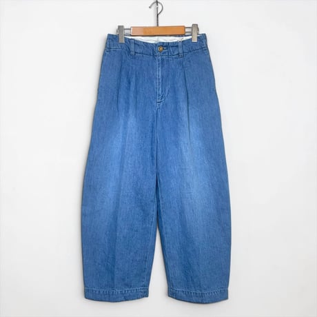 ASEEDONCLOUD"cotton linen denim Handwerker wide trousers" (indigo) unisex