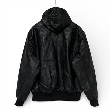 yoused"remake leather  thermal parka"(black)unisex