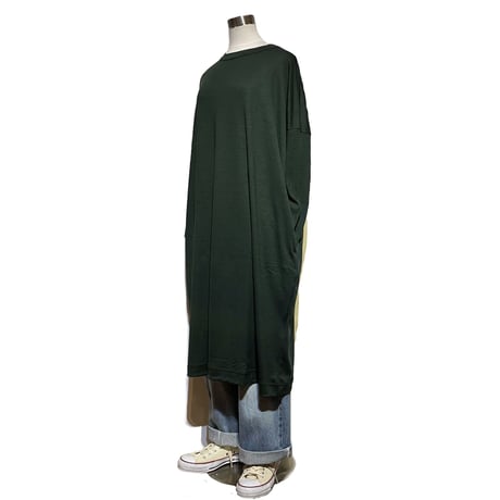 CAERULA"washable wool jersey crew neck one-piece"(green) women's
