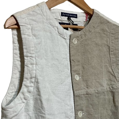 TigreBrocante"Re euro linen sheets mix open pocket vest"(natural)women's