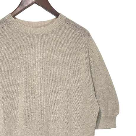 Linen ya(as it is)"crewneck short sleeve knit washi"(beige)women's