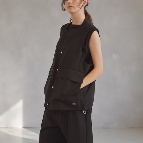 amne "GABARDINE useful vest" (black) unisex