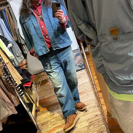 H.UNIT "denim zip work jacket used wash" (indigo) unisex