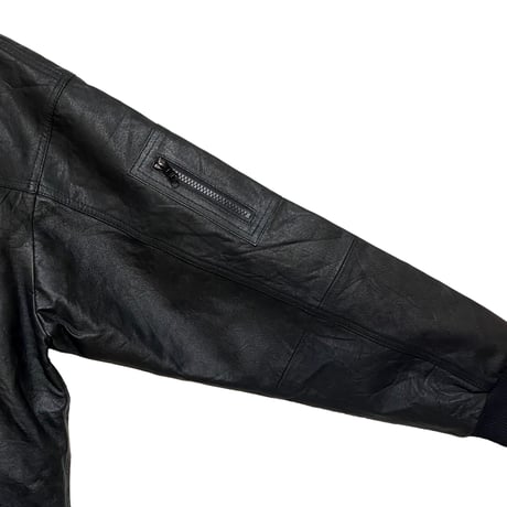 yoused"militaly leather rib jacket"(black)unisex