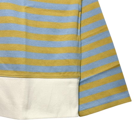 H.UNIT "border jersey stitch long sleevesT"(mustard×blue) unisex