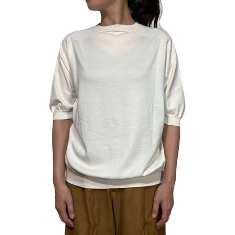 Linen ya(as it is)"crewneck short sleeve cotton knit"(ivory)women's