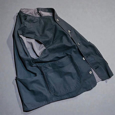 FUNSET OF ART "pigment dye canvas cover vest"(sumi kuro)unisex