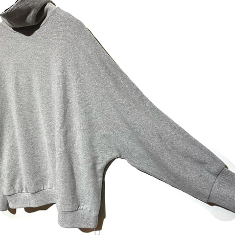 Linen ya"cotton×polyester dolman sleeve high neck"(gray)women's