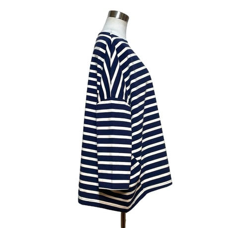 Linen ya"delave long sleeve border T-shirs"(navy×white)women's