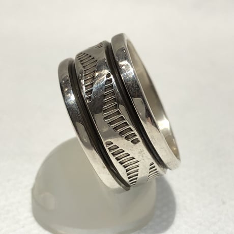 indian jewelry "Bruce Morgan(navajo)" stampwork band ring  wide