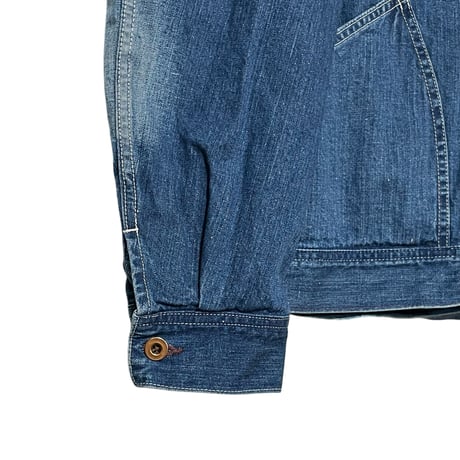 H.UNIT "denim zip work jacket used wash" (indigo) unisex