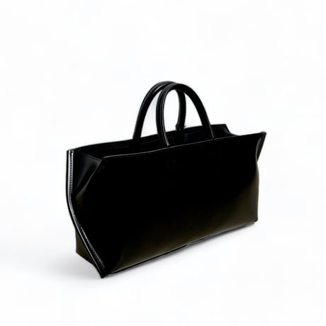 Courtney orla "slope zip wide tote S" PVC×LEATHER (black×black)