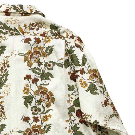 H.UNIT "Flower print open collar long sleeves shirt" (white) unisex