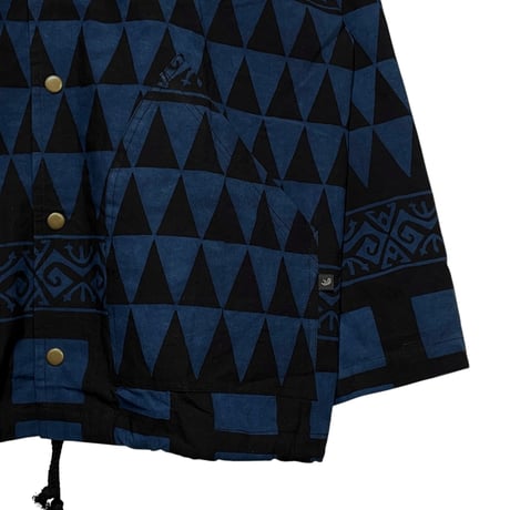 Jawndi "snap button hoodie" batik strip barong(nvy×blk)