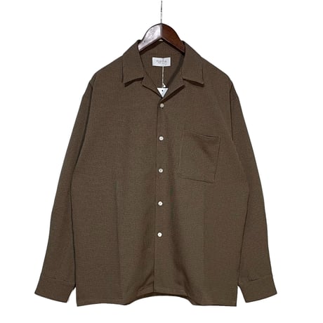 FLISTFIA"open collar long sleeve shirts"(camel×black) unisex
