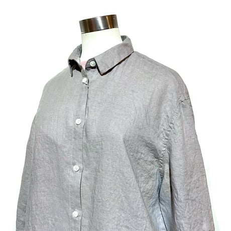 CAERULA"60linen back vents shirts"(gray)women's