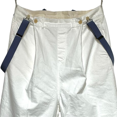 CAERULA PER LIGHTS"10oz denim suspender pants"(white)unisex