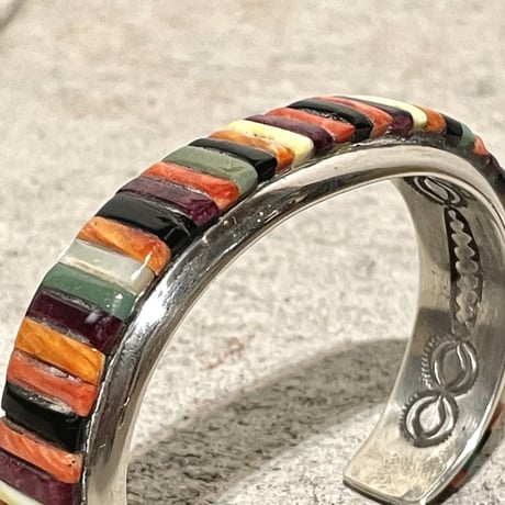 indian jewelry "Ray Adakai(navajo)" multi inlay bangle (M)
