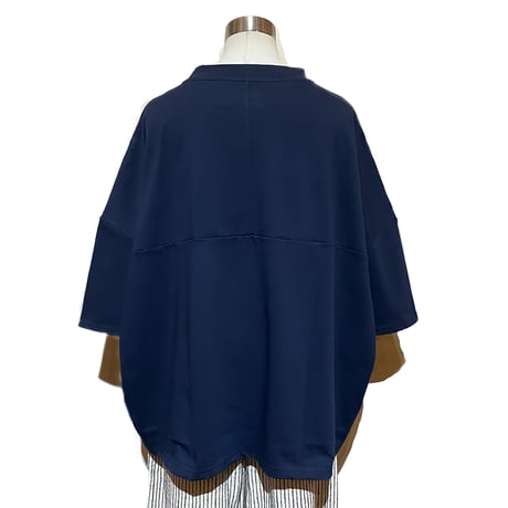 Linen ya"delave quater sleeve T-shirs"(navy)women's