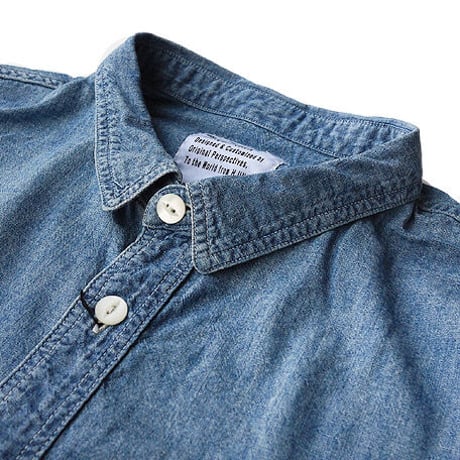 H.UNIT "5oz chambray indigo dollman sleeve shirts"(indigo) unisex