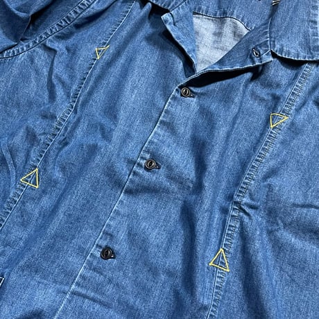 TigreBrocante"6oz denim afro cuban long sleeve shirts"(indigo fade)unisex