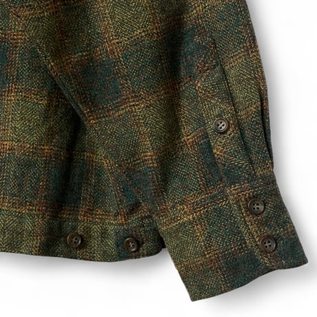 H.UNIT"Ombre check open collar long sleeves shirt"(green) unisex