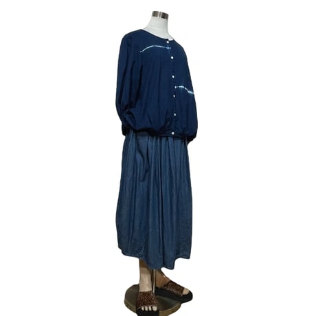 TigreBrocante"random tie-dye ballon cardigan"(indigo)women's
